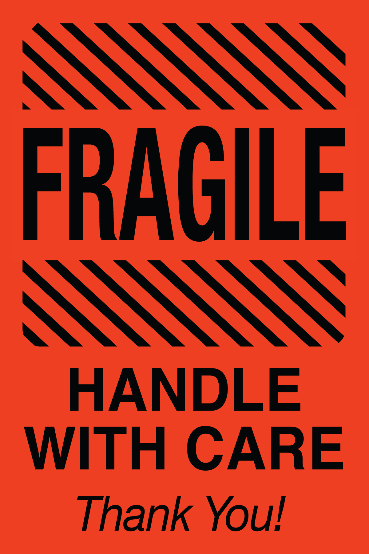 Tabbies 43575 - FRAGILE HANDLE WITH CARE THANK YOU! - FL RED - 4" X 6" - 500/ROLL