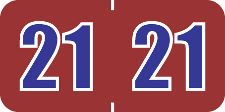 POS 2021 Yearband Label - Red with Blue Numbers -  YEAR LABEL  - PBYV Series - 500/Roll