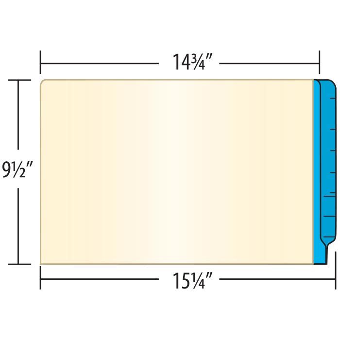 Manila File Folders with Blue Color Stripe on End Tab - Legal Size - 11 Pt. Stock - Two Ply Tab - 100