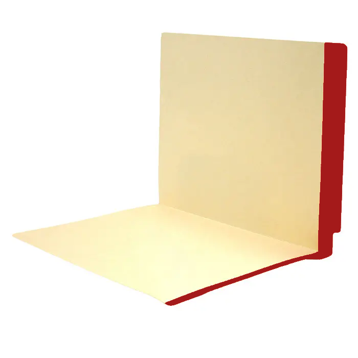 Manila File Folders with Red Color Stripe on End Tab -Letter Size - 11 Pt. Stock - Two Ply Tab - 100