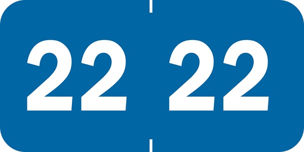 Tabbies 70222 - 3/4" Yearcode Label '22' - Blue - 3/4"H x 1 1/2"W - 500/Roll