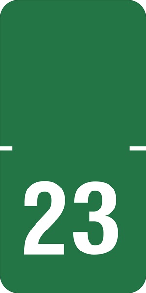 Tabbies 72523 - ORIGINAL TABBIES TOP TAB YEARCODE 70500 LABEL SERIES, 1/2" HORIZONTAL YEARCODE LABEL '2023', DARK GREEN, 1"H x 1/2"W, 250/PACK
