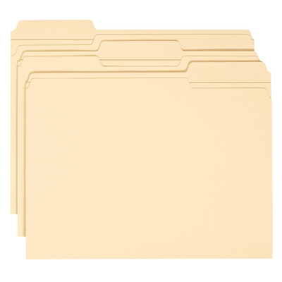 Top Tab File Folders - 1/3 Cut Reinforced Top Tab - Letter -11 Pt. Manila -   50/Box - F1025