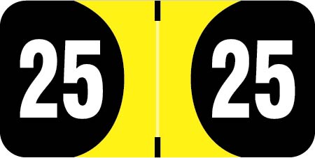 FilingSupplies.com  Brand 2025 Yearband Label (Rolls of 500) - Yellow - 3/4" H x 1-1/2 "W - Series