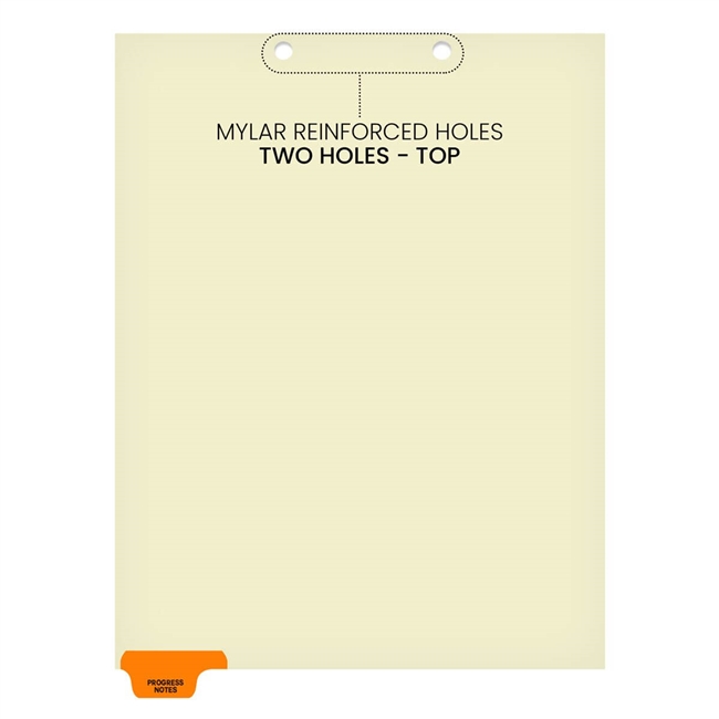 Index divider "PROGRESS NOTES"- Position 1 tab - Orange - Bottom Tab - 125# manila stock, 100/Box