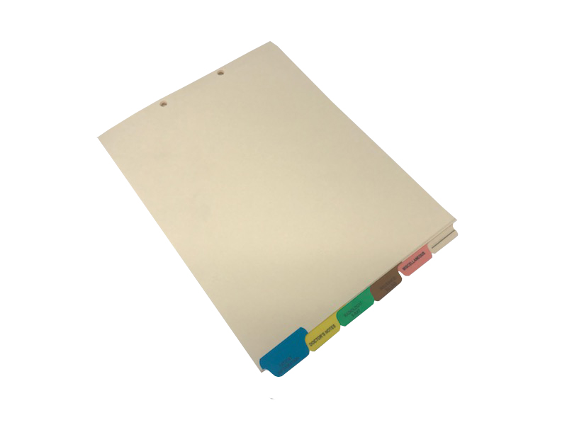 Bottom Tab Index Divider Sets -  6 Tabs Pre-Printed Medical Titles - Collated - 125# Manila Stock - Letter Size - 65/Sets Per Pack