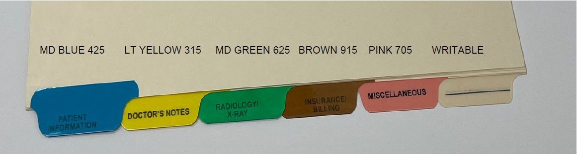Bottom Tab Index Divider Sets -  6 Tabs Pre-Printed Medical Titles - Collated - 125# Manila Stock - Letter Size - 65/Sets Per Pack