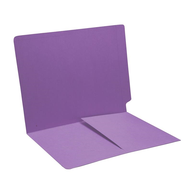 Lavender Color Folder, End Tab, Letter Size with 1/2 Pocket Inside Front, 11 Pt. Stock -Box of 50