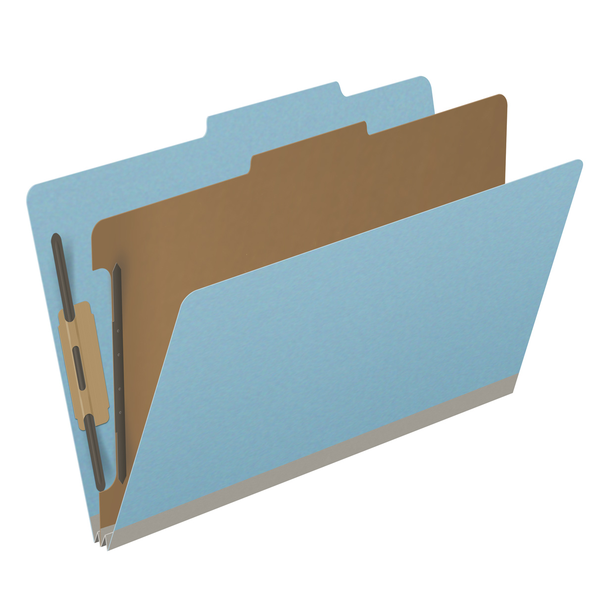 Top Tab Pressboard Folder w/ 1 Kraft divider - Legal Size - Box of 10 - Color = BLUE - Tyvek 2 inch Expansion 1