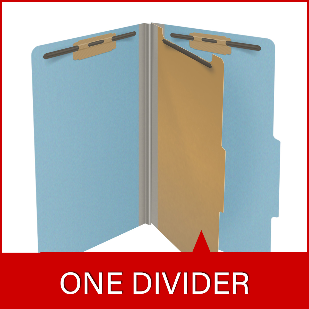 Top Tab Pressboard Folder w/ 1 Kraft divider - Legal Size - Box of 10 - Color = BLUE - Tyvek 2 inch Expansion 1