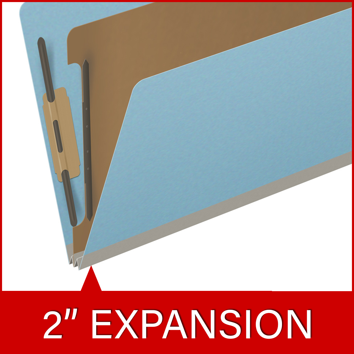 Top Tab Pressboard Folder w/ 1 Kraft divider - Legal Size - Box of 10 - Color = BLUE - Tyvek 2 inch Expansion 1