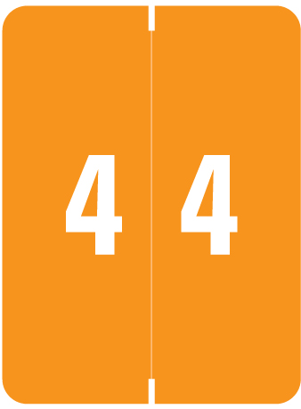 Smead Numeric Label - XLCC Series - Number "4" - Orange - 2" H x 1-1/2" W - 500/Roll