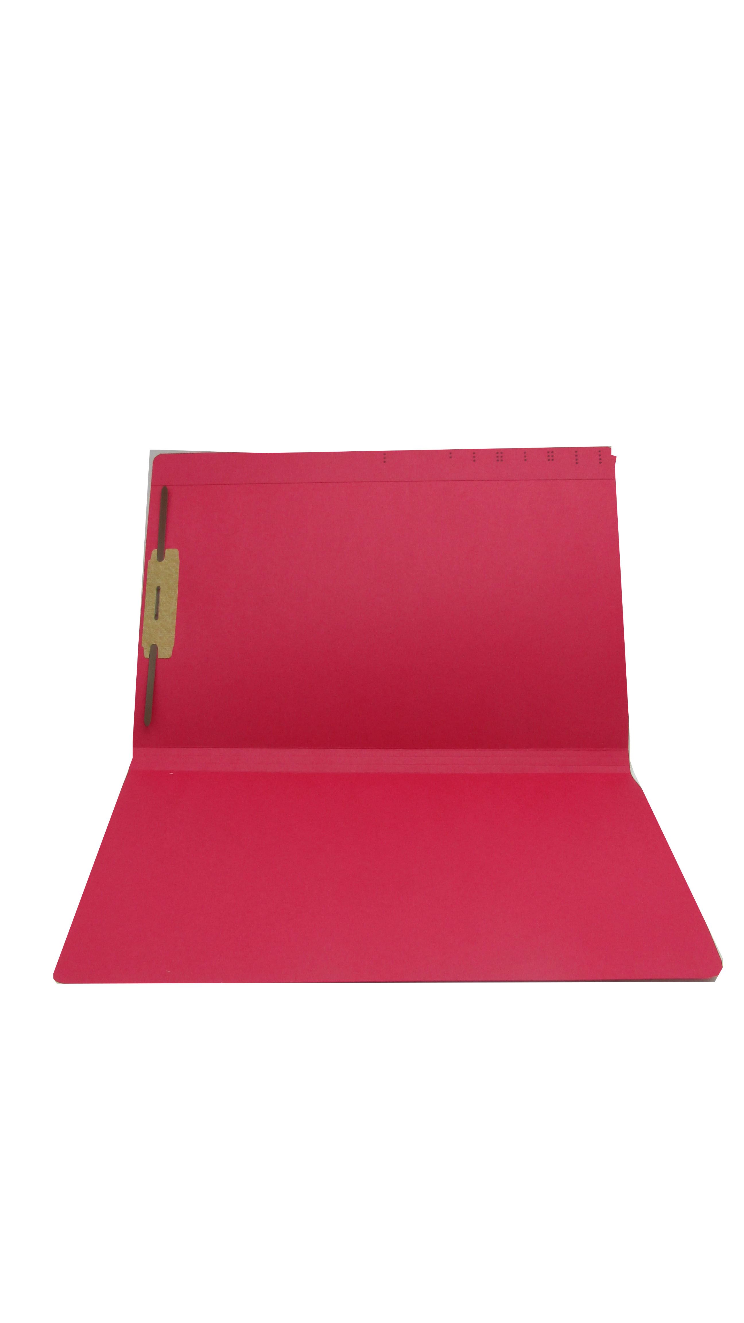 RED Top Tab File Folder With Fastener in Position 1 - Legal Size -  11 pt -  Reinforced Straight Cut Top Tab with Printed Label Marks  - 50/Box