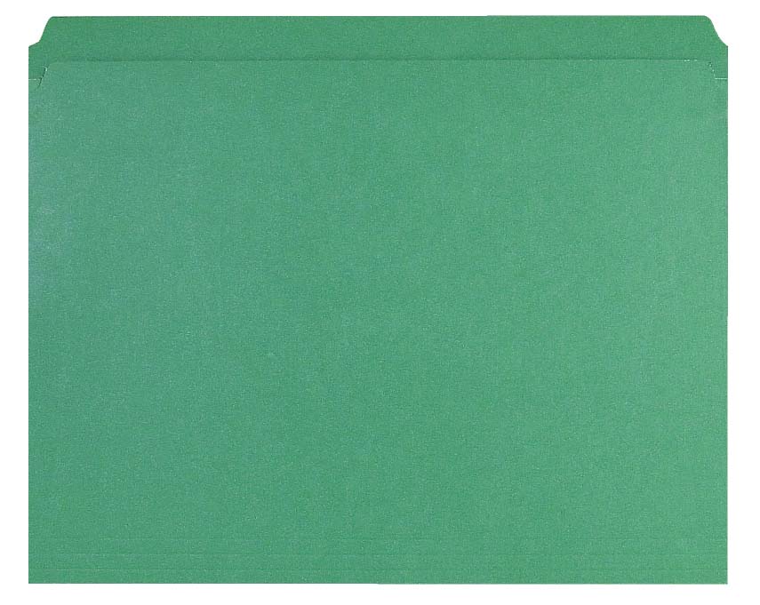Green Top Tab Folder - Smead Compatible - 11Pt. Top Tab Reinforced Full Cut - Bonded Fasteners 1&3 - Letter Size - 50/Box