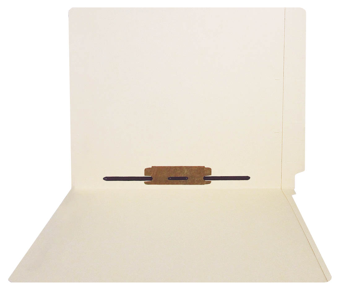 Barkley Compatible Folders - 11pt. Manila End-Tab Letter Full Cut Reinforced Tab - Bonded Fastener Position 5 - 100/BX