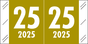 2025 Year Label - Col'R'Tab - 3/4" x 1-1/2" - Gold - Laminated - 500/Roll