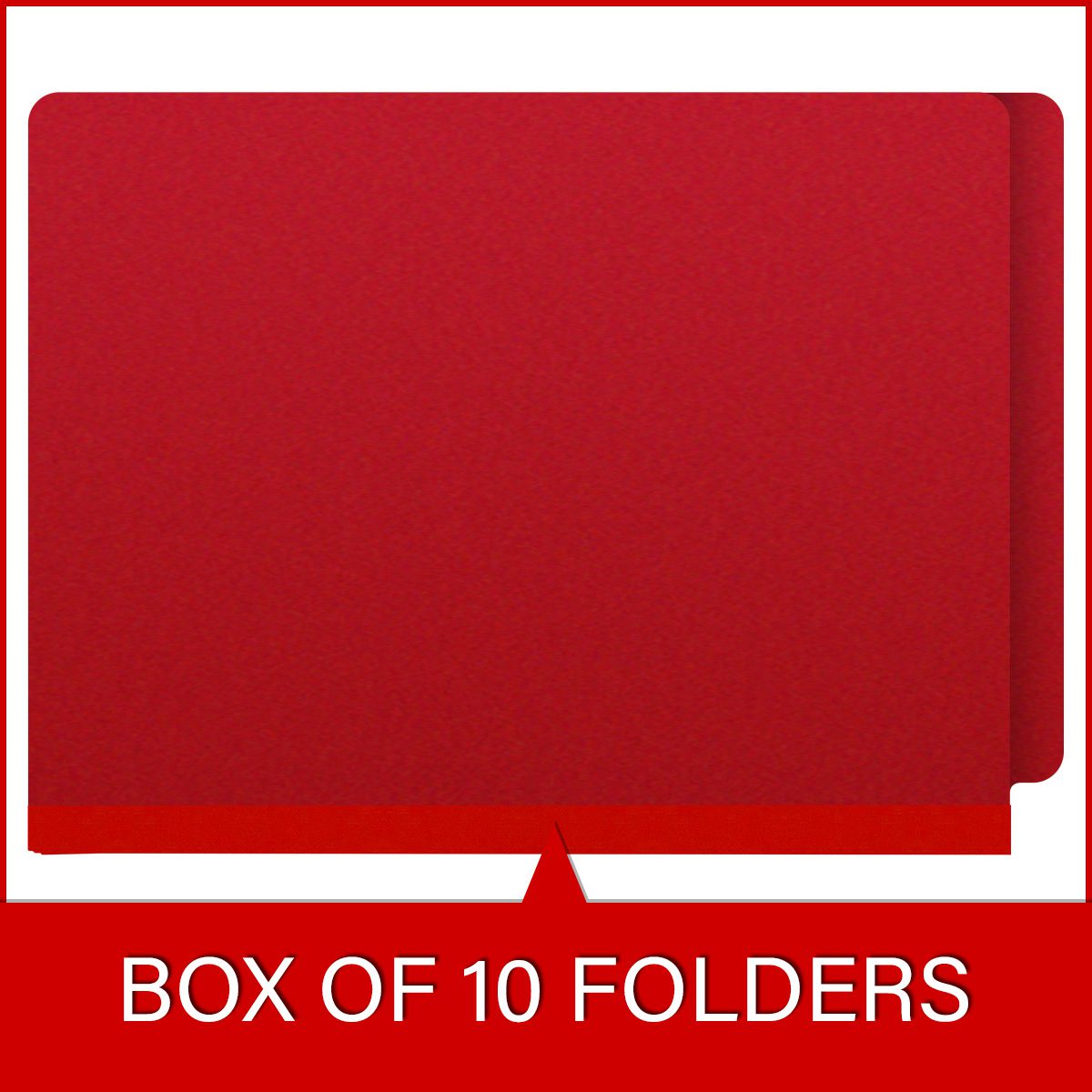 Deep RED Classification Folder One Divider - End Tab - Letter Size - 2" Gray Tyvek Expansion - Fasteners in Positions 1 & 3 and 1" Duo Fastener on Divider - 25Pt. Type III Pressboard -Box of 10