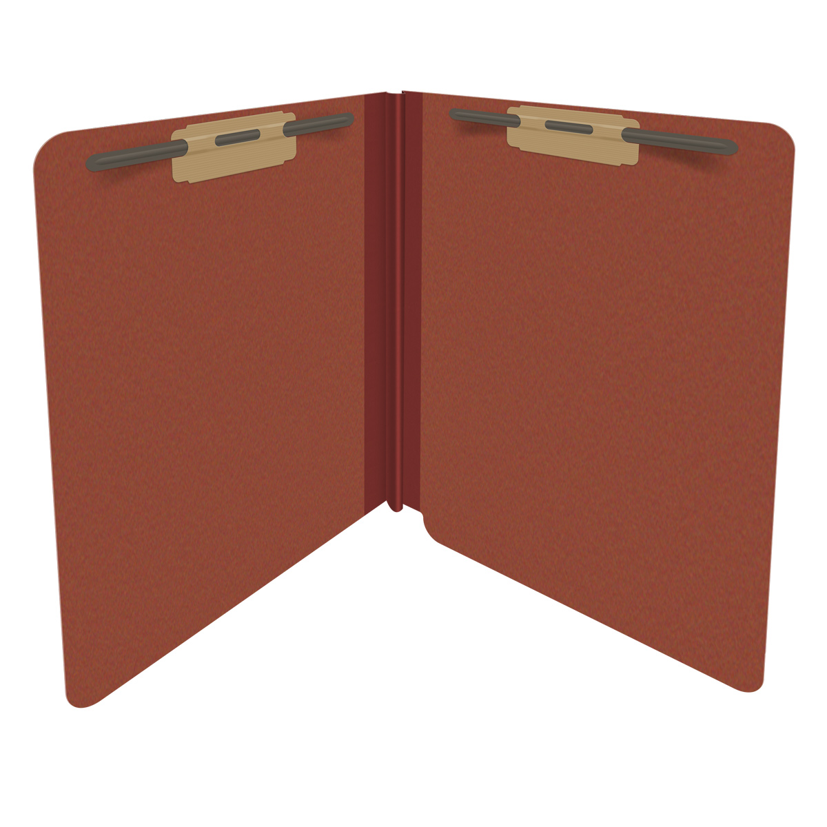 End Tab Type III Red Pressboard Folder with Tyvek 2" Expansion Gusset - Fasteners in Positions 1 & 3 - Letter Size - 25/Box - Red