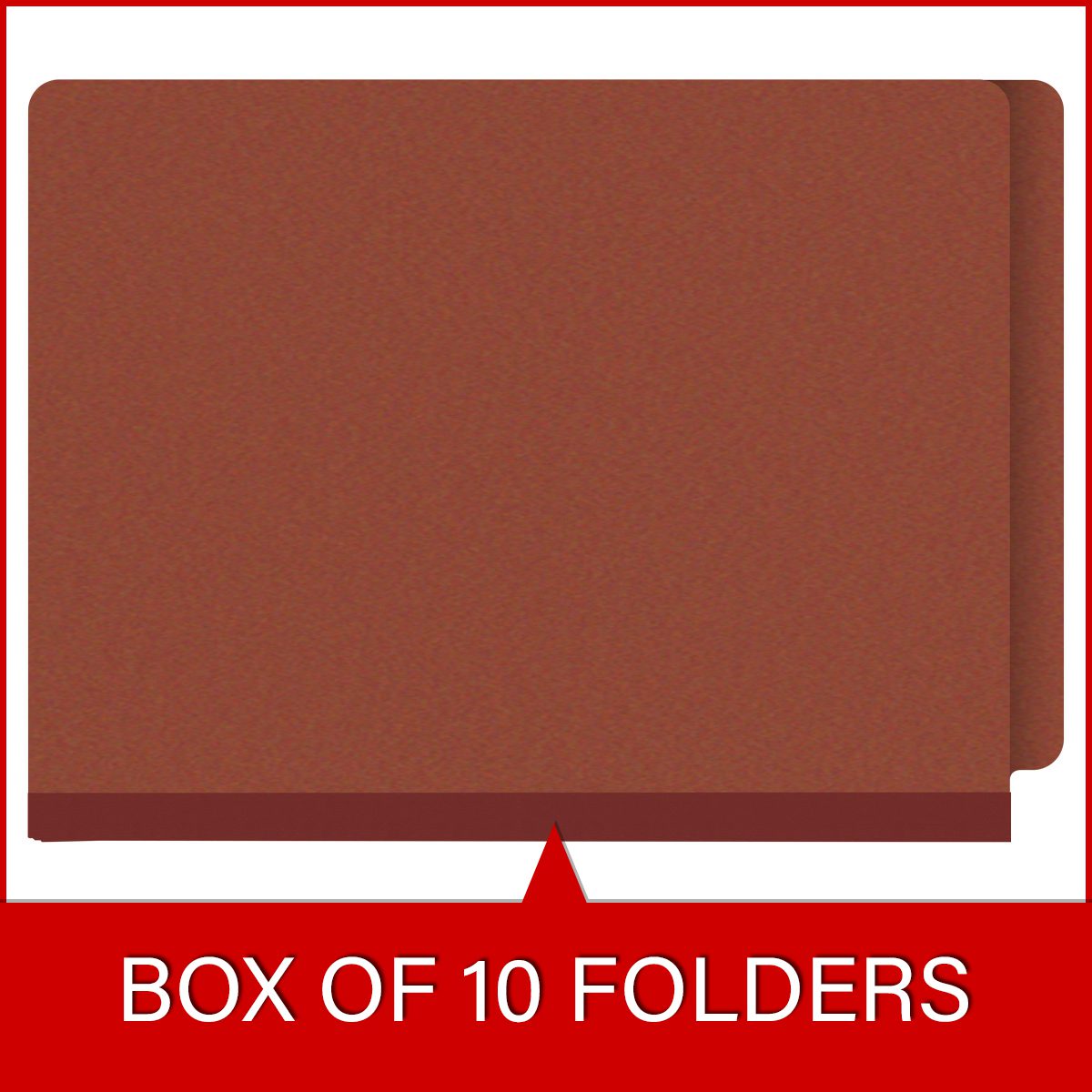 End Tab Type III Red Pressboard Folder with Tyvek 2" Expansion Gusset - Fasteners in Positions 1 & 3 - Letter Size - 25/Box - Red
