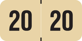 Traco Yearband Label (Rolls of 500) - 2020 - Tan/Black - TRYM Series - Laminated - 3/4" H x 1-1/2" W