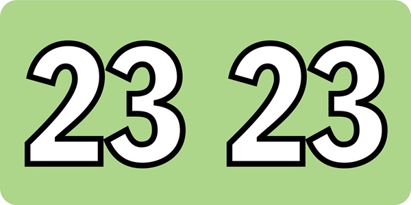 Tabbies ISDA 23 - ISDA COMPATIBLE YEARCODE LABEL SERIES, 3/4" YEARCODE LABEL '23', GREEN, 3/4"H x 1-1/2"W, 500/ROLL