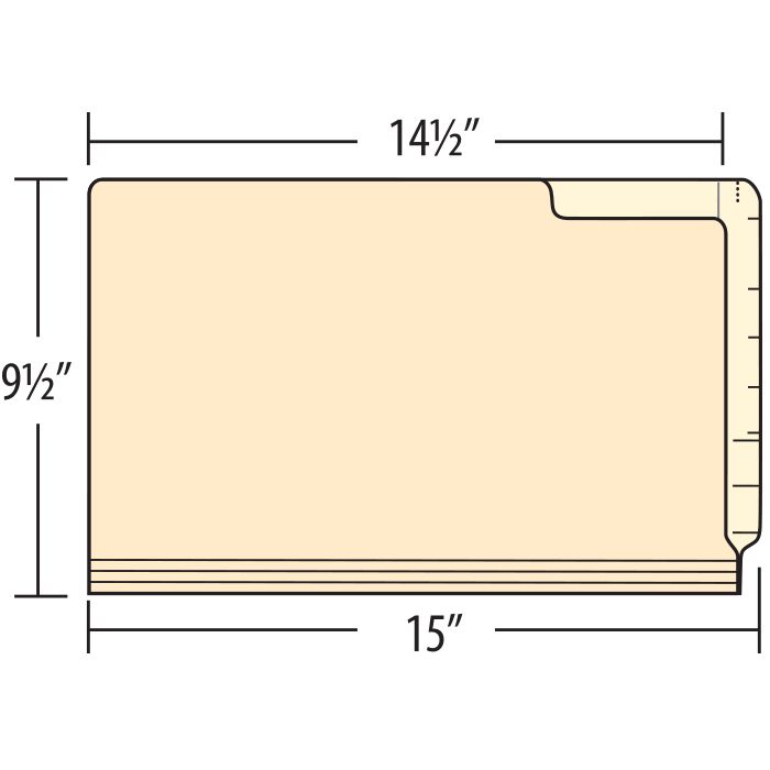 Dual Tab "Short" Manila File Folders, Legal Size, Short Body, 14 pt. Manila, Double Ply, Side Tab - 50/Box
