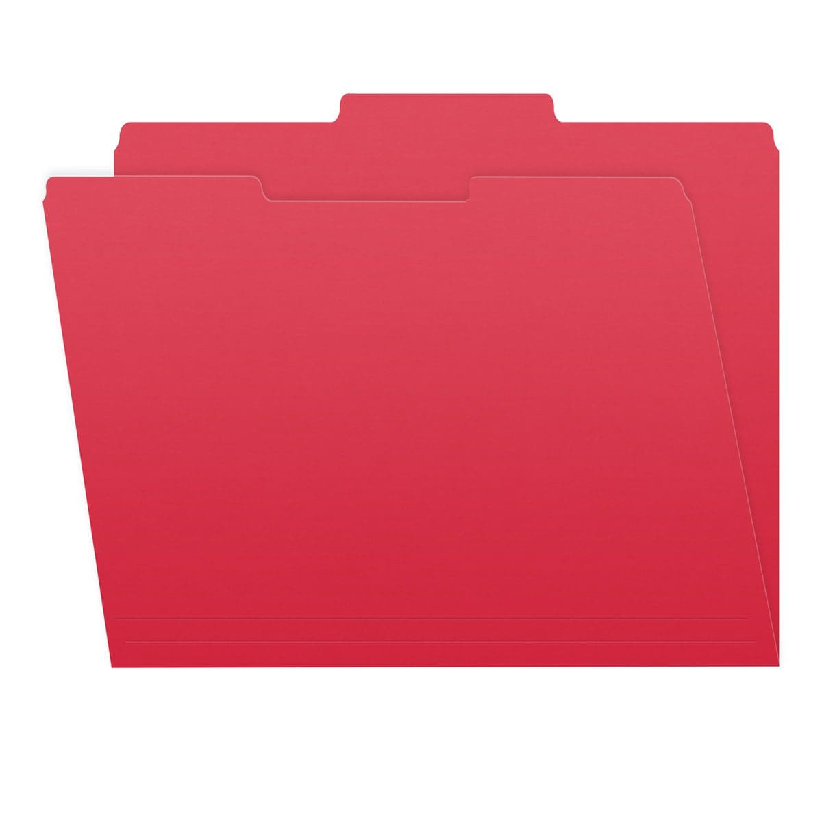 Red Letter Size Top Tab Single Ply Folders with 1/3 Cut Assorted Tabs, 11 pt Red Stock, 100/Box