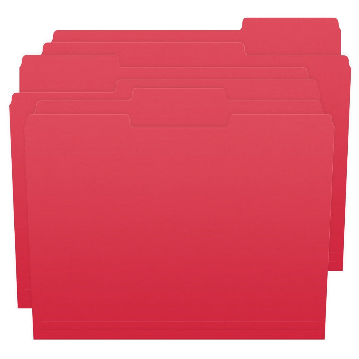 Red Letter Size Top Tab Single Ply Folders with 1/3 Cut Assorted Tabs, 11 pt Red Stock, 100/Box (S-30503-RED)