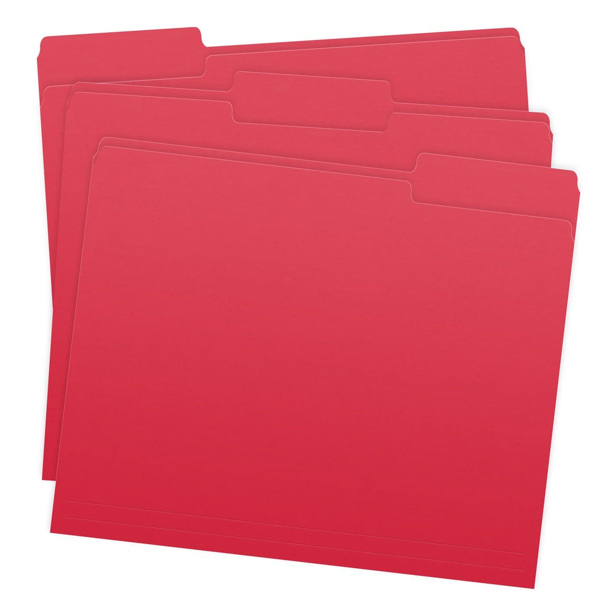 Red Letter Size Top Tab Single Ply Folders with 1/3 Cut Assorted Tabs, 11 pt Red Stock, 100/Box (S-30503-RED)
