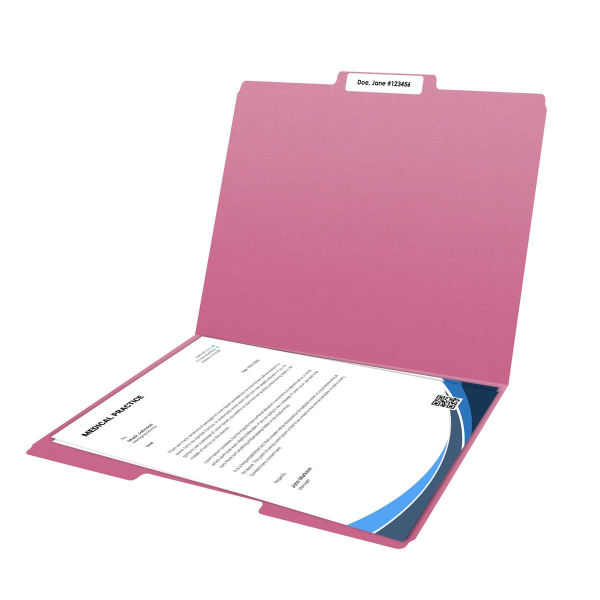 Pink Letter Size Top Tab Single Ply Folders with 1/3 Cut Assorted Tabs, 11 pt Pink Stock, 100/Box (S-30503-PNK)