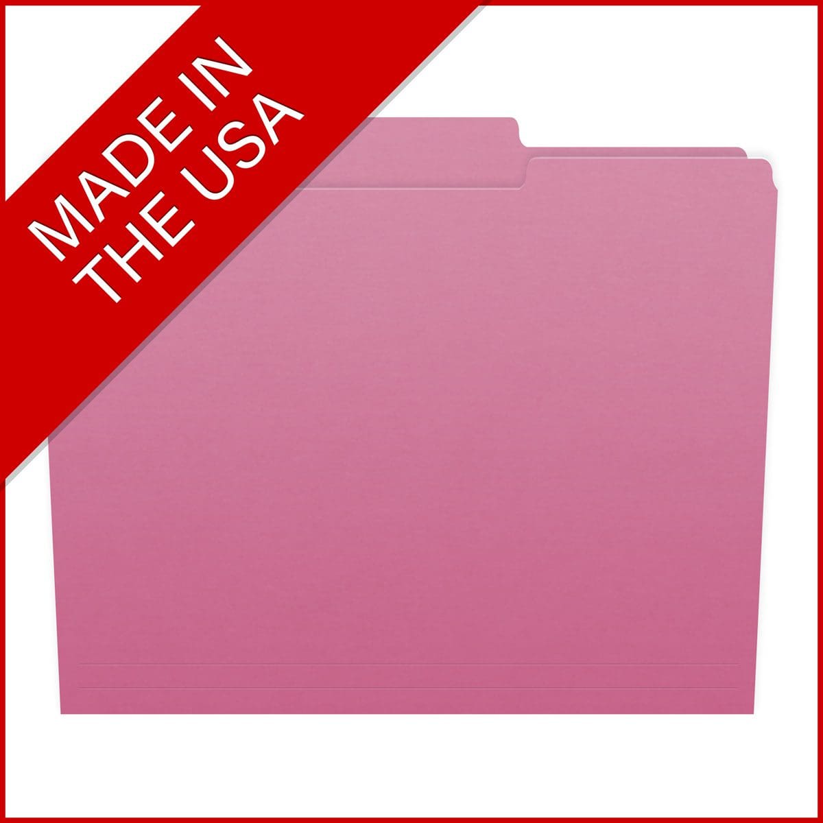 Pink Letter Size Top Tab Single Ply Folders with 1/3 Cut Assorted Tabs, 11 pt Pink Stock, 100/Box