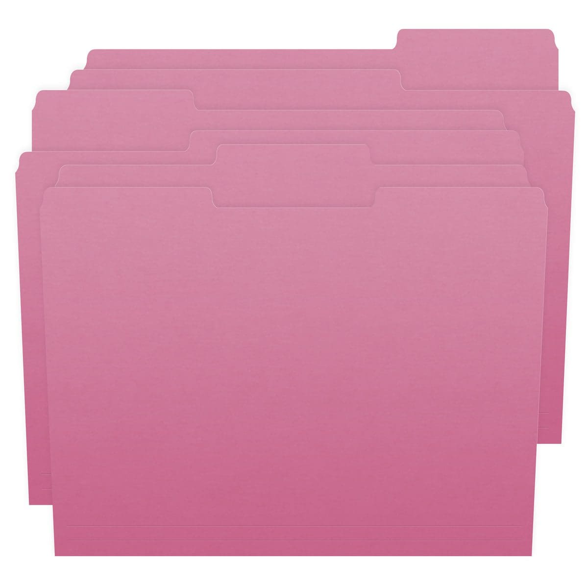 Pink Letter Size Top Tab Single Ply Folders with 1/3 Cut Assorted Tabs, 11 pt Pink Stock, 100/Box (S-30503-PNK)