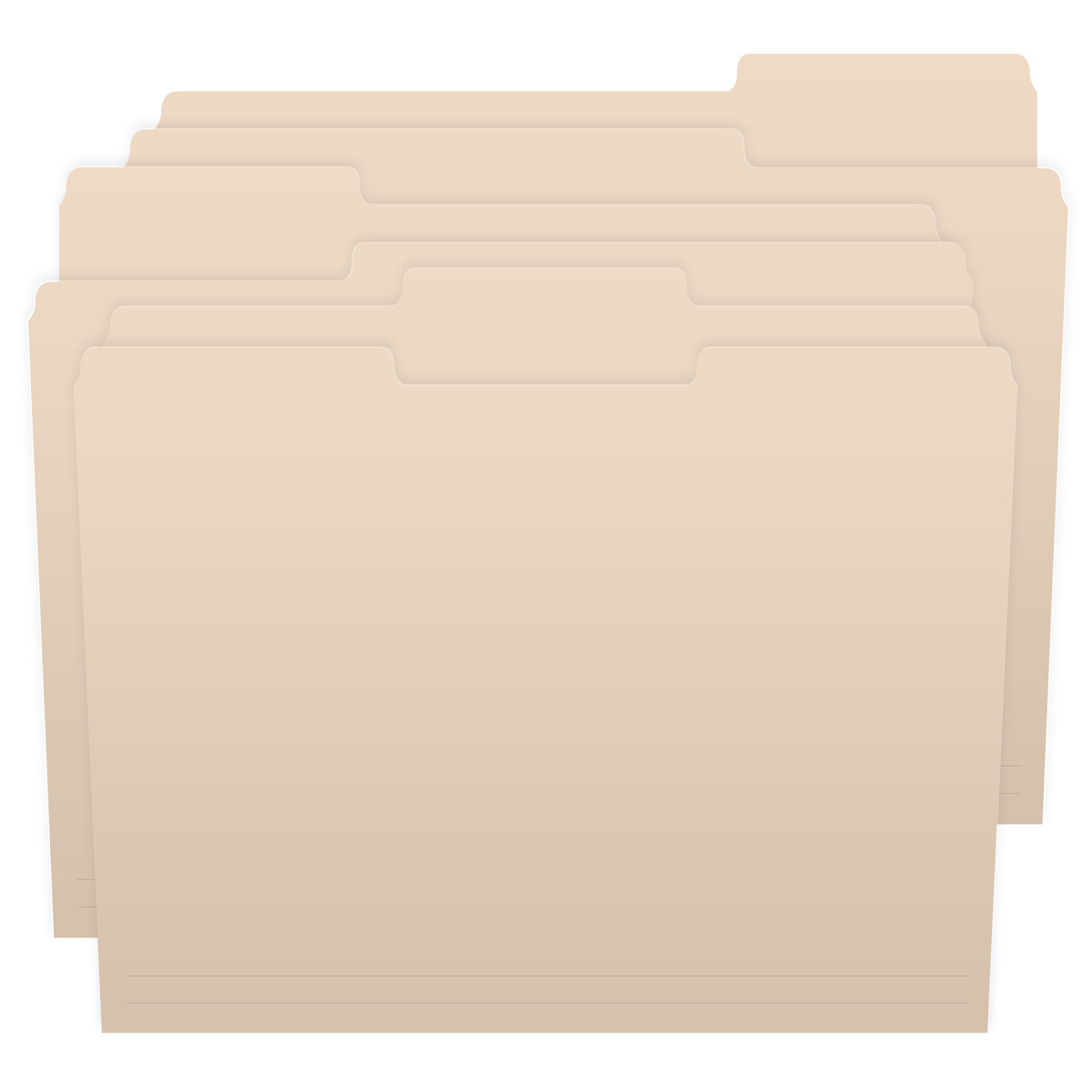 Manila Letter Size Top Tab Single Ply Folders with 1/3 Cut Assorted Tabs, 11 pt Manila Stock, 100/Box