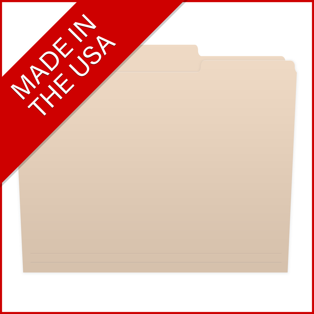 Manila Letter Size Top Tab Single Ply Folders with 1/3 Cut Assorted Tabs, 11 pt Manila Stock, 100/Box