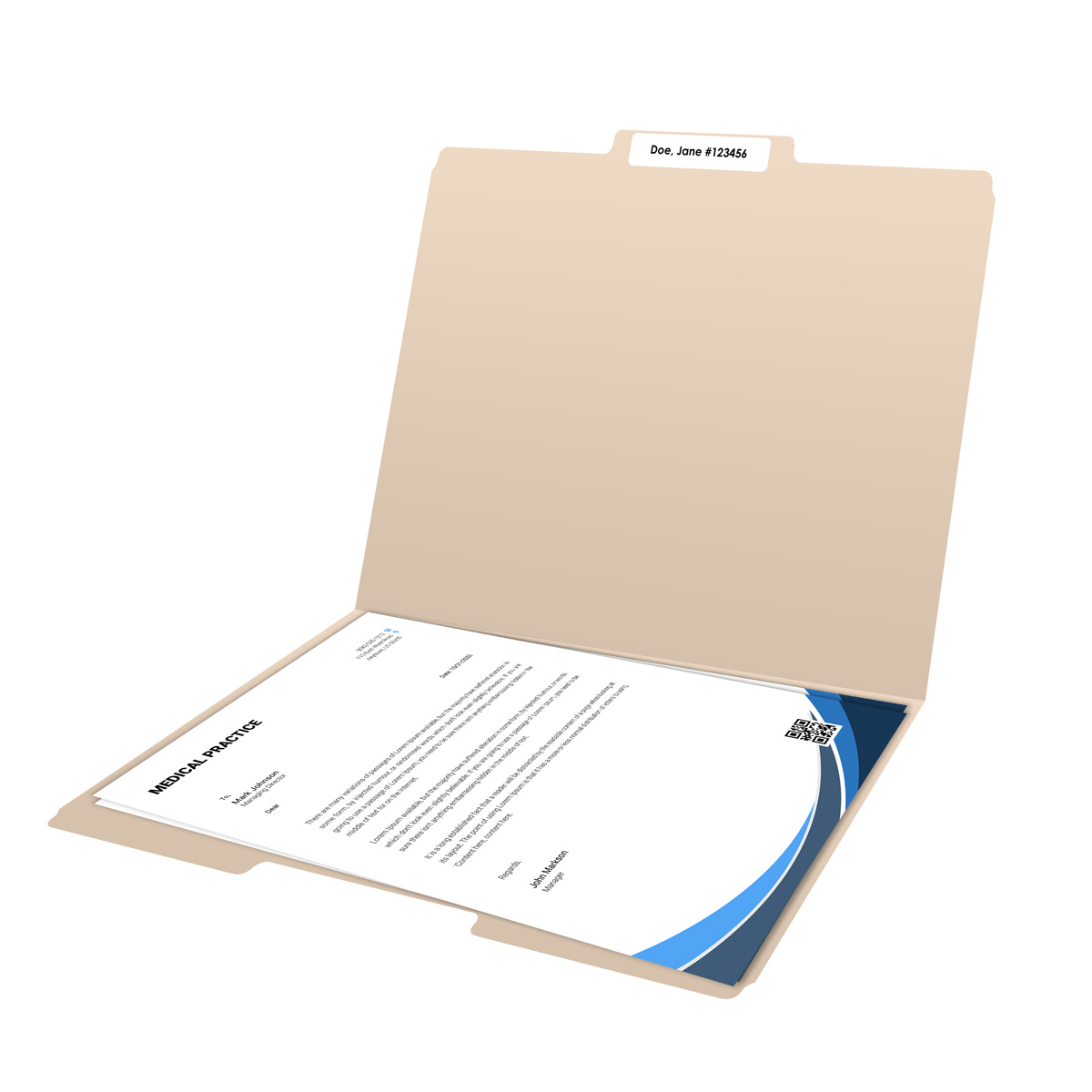 Manila Letter Size Top Tab Single Ply Folders with 1/3 Cut Assorted Tabs, 11 pt Manila Stock, 100/Box