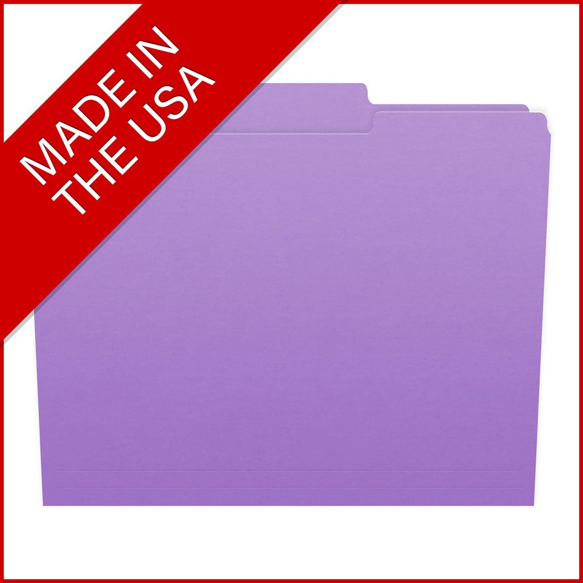 Lavender Letter Size Top Tab Single Ply Folders with 1/3 Cut Assorted Tabs, 11 pt Lavender Stock, 100/Box (S-30503-LAV)
