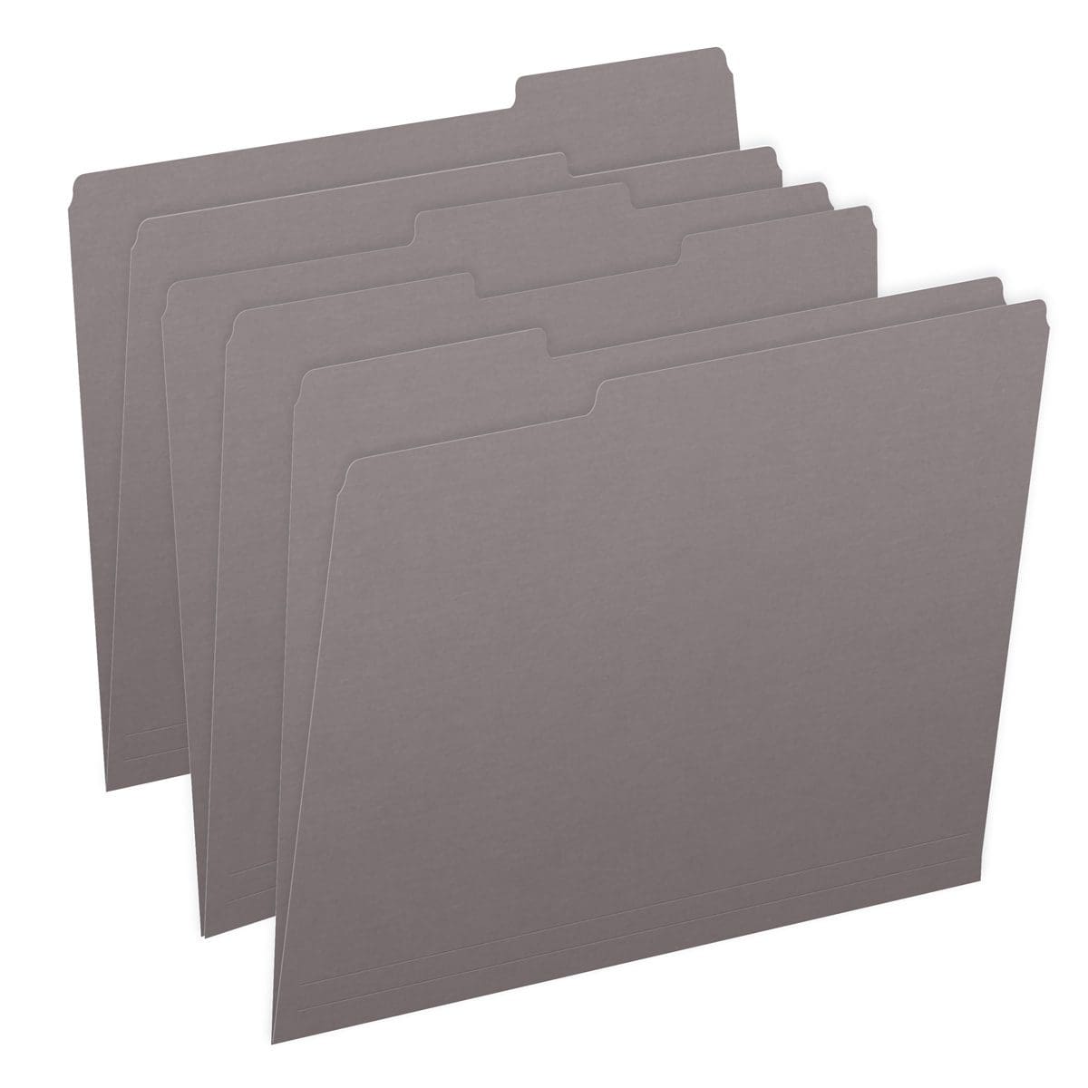 Gray Letter Size Top Tab Single Ply Folders with 1/3 Cut Assorted Tabs, 11 pt Gray Stock, 100/Box