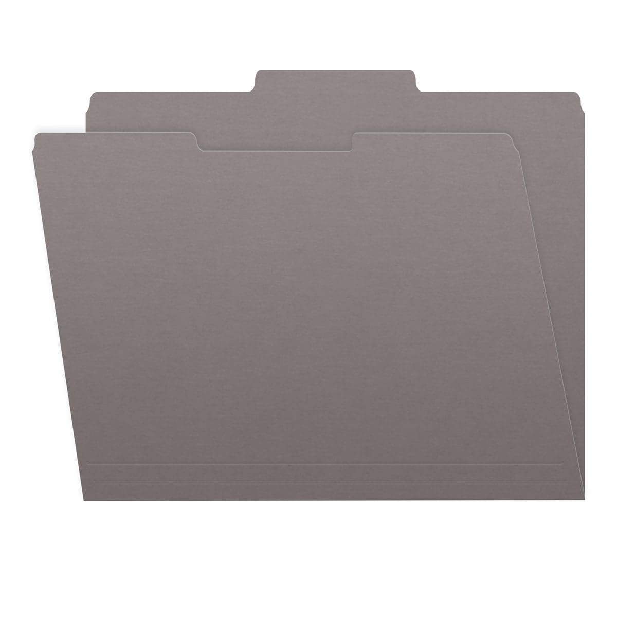 Gray Letter Size Top Tab Single Ply Folders with 1/3 Cut Assorted Tabs, 11 pt Gray Stock, 100/Box (S-30503-GRY)