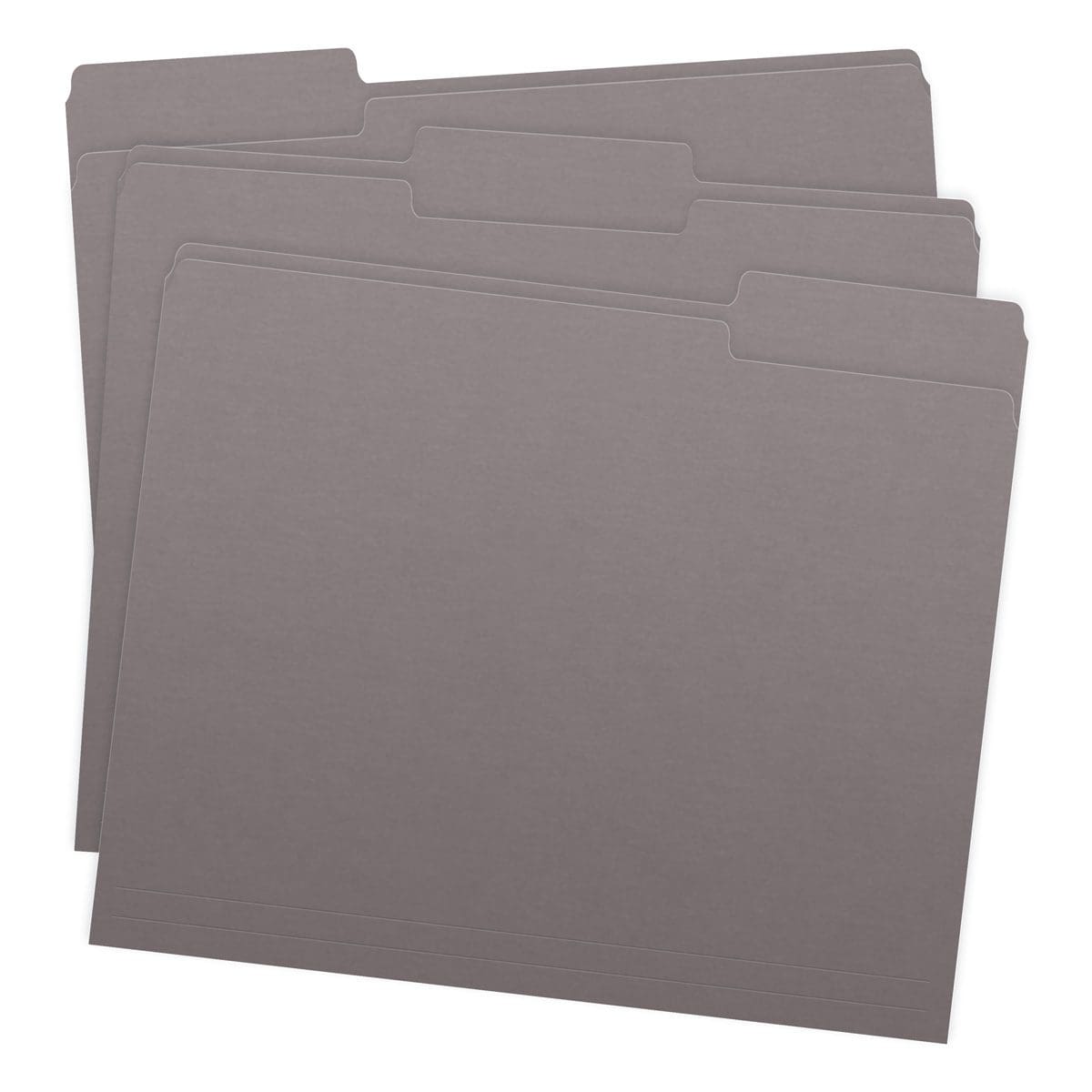 Gray Letter Size Top Tab Single Ply Folders with 1/3 Cut Assorted Tabs, 11 pt Gray Stock, 100/Box (S-30503-GRY)