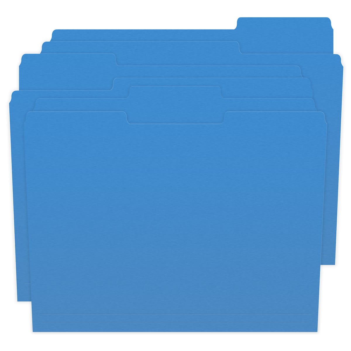 Blue Letter Size Top Tab Single Ply Folders with 1/3 Cut Assorted Tabs, 11 pt Blue Stock, 100/Box