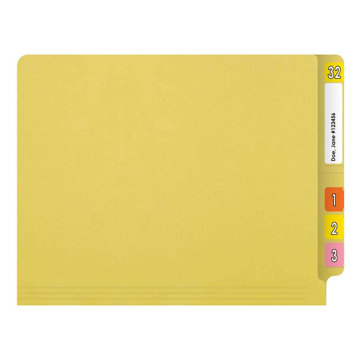 YELLOW End Tab Folder - Letter Size - Fastener in Position 1 - Full Cut 2-Ply Tab - 11 Pt. Yellow Stock - 50/Box