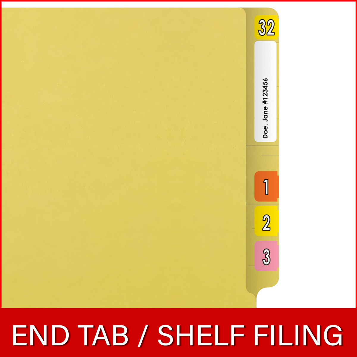 YELLOW End Tab Folder - Letter Size - Fastener in Position 1 - Full Cut 2-Ply Tab - 11 Pt. Yellow Stock - 50/Box