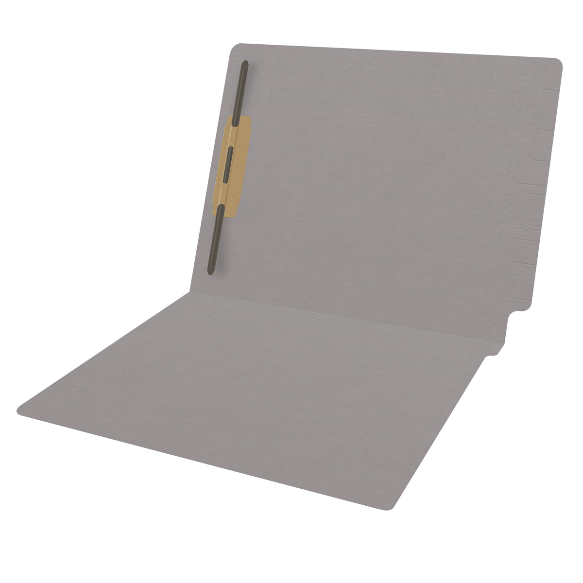GRAY End Tab Folder - Letter Size - Fastener in Position 1 - Full Cut 2-Ply Tab - 11 Pt. Stock - 50/Box