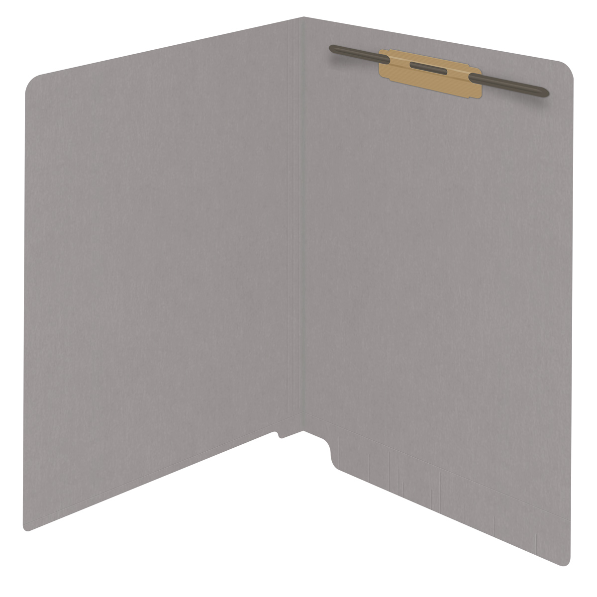 GRAY End Tab Folder - Letter Size - Fastener in Position 1 - Full Cut 2-Ply Tab - 11 Pt. Stock - 50/Box