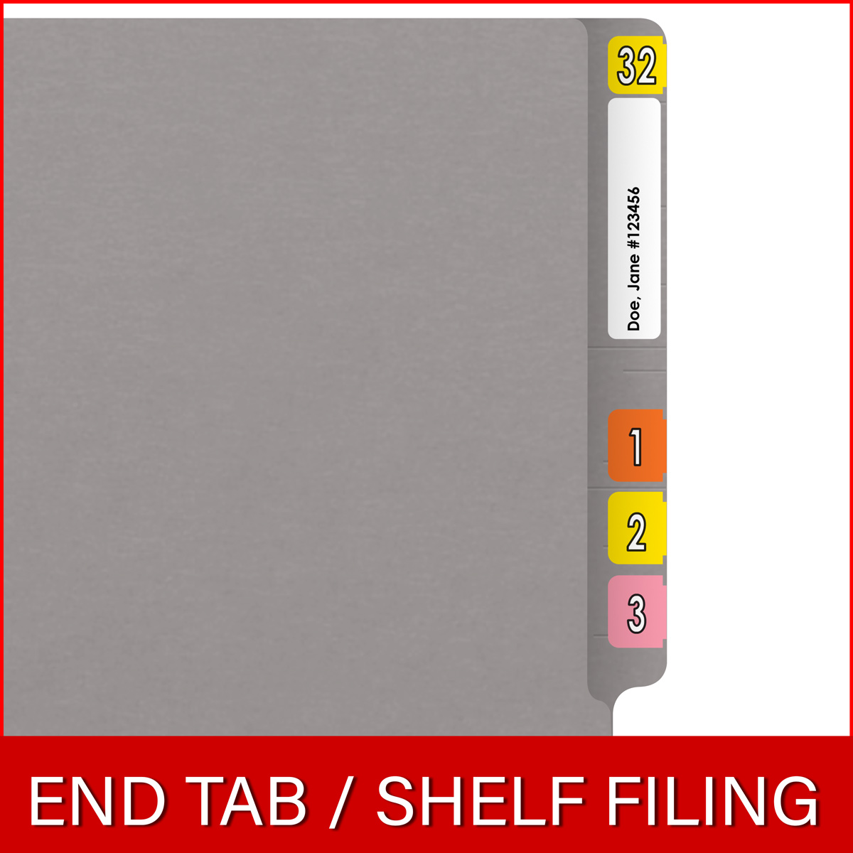GRAY End Tab Folder - Letter Size - Fastener in Position 1 - Full Cut 2-Ply Tab - 11 Pt. Stock - 50/Box