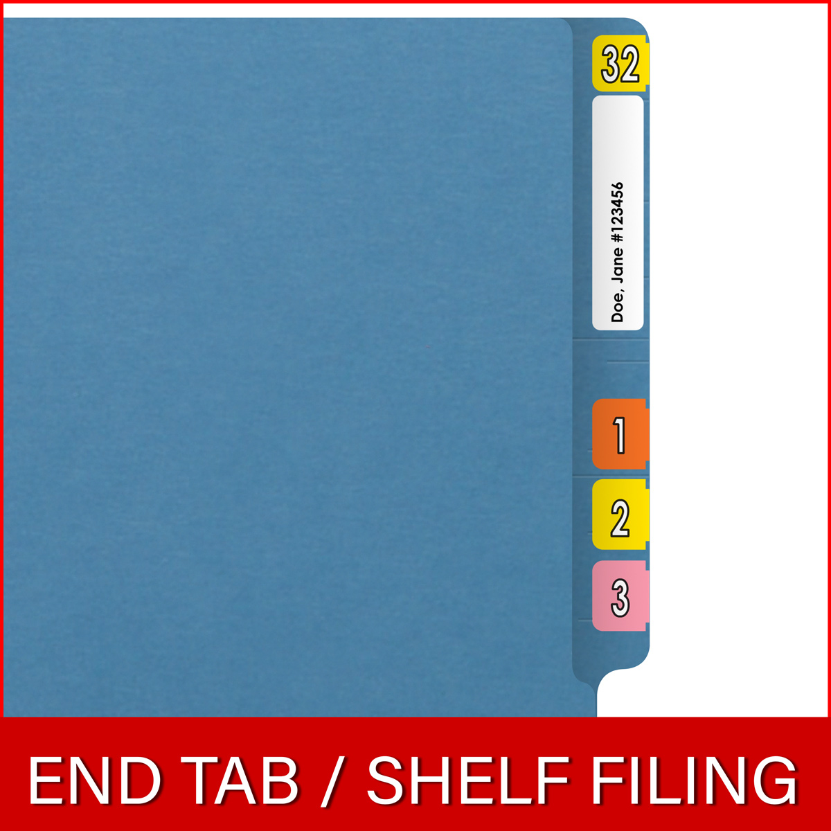 BLUE End Tab Folder - Letter Size - Fastener in Position 1 - Full Cut 2-Ply Tab - 11 Pt. Stock - 50/Box