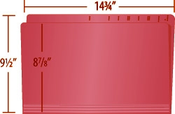 RED Top Tab File Folder With Fastener in Position 1&3 - Legal Size -  11 pt -  Reinforced Straight Cut Top Tab with Printed Label Marks  - 50/Box