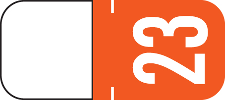 TAB Yearband Label (Rolls Of 500) - 2023 - ORANGE - A1308 Series 1 1/8" H X 1/2" W