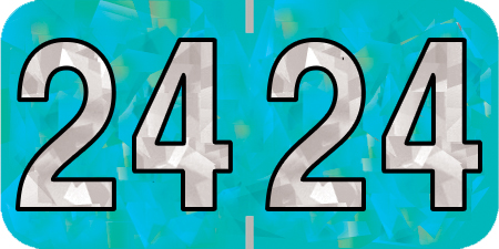 Holographic Yearband Label (Rolls) 500 - 2024 - Aqua - HAYM Series - Polylaminated