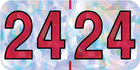 2024 Holographic Yearband Label - Silver & Red - HSYM Series - 3/4" H X 1-1/2" W - 500/Roll